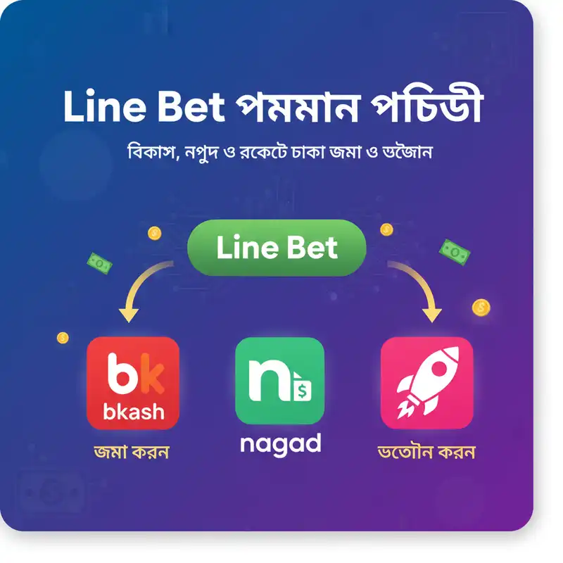 Line Bet পেমেন্ট পদ্ধতি বিকাশ নগদ রকেট